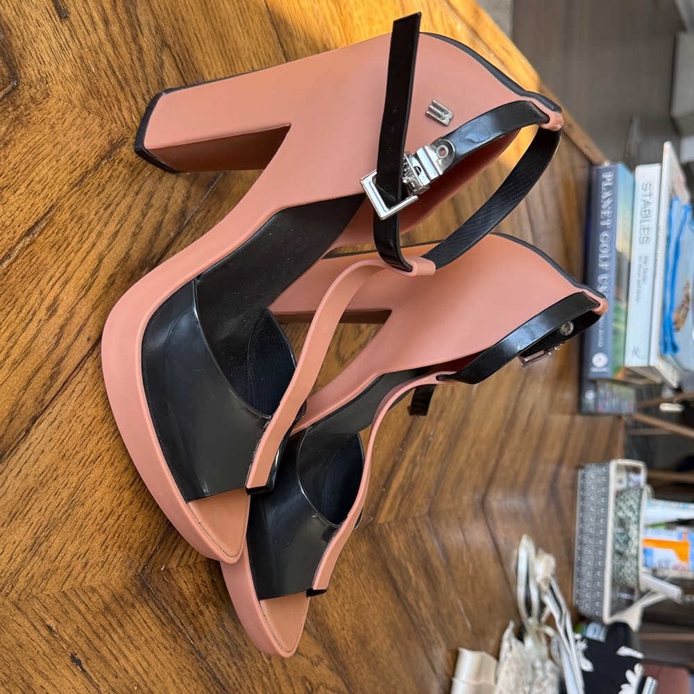 Melissa Pink and Black Chunky Heel Sandals